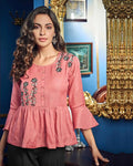 Pink-Black Colored Casual Wear ReadyMade Palazzo Set