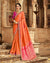 Dusty Peach Color Banarasi SilkSaree with Woven Pallu and Embroidered Border