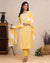 Light Yellow Color Jaipuri Cotton Gota Patti Work Printed Pant Suit