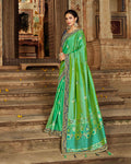 Green Color Two Toned Banarasi Silk  Saree with Woven Pallu and Embroidered Border