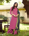 Pink Colored Casual Rayon Palazzo Suit with Dupatta