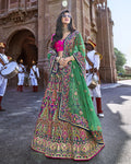Green Color Wedding Wear Silk Thread Work Lehenga Choli