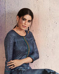 Blue Color Two Tone Rayon Flower Printed Kurti