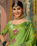 Dark Green Color Festive Wear Banarasi Silk Saree