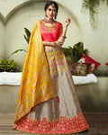 Gray Color Party Wear Lehenga & Blouse with Dupatta