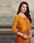 Mustard Yellow Color Casual Wear Printed Rayon Stylish Pant Suits