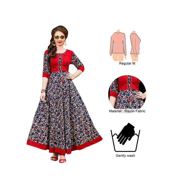 Indian Women Black Ethnic Motif Cotton Flared Kurta Kurti Long Dress  Pakistani | eBay