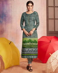 Green Color Two Tone Rayon Printed Kurti
