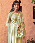 Parrot Green Color Unstitched Pashmina Printed Winter Pakistani Suits