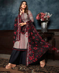 Black Color Winter Wear Printed Pashmina Unstitched Pakistani Salwar Kameez Suit