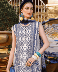EID COLLECTION 2023 MPrint White and Blue Color Unstitched Cotton Printed Lawn Pakistani Salwar Kameez Suits
