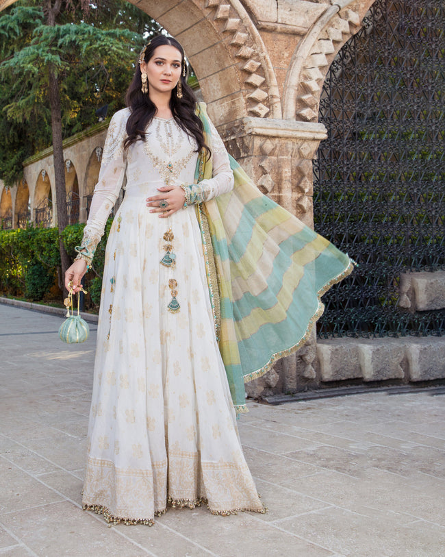 Off White Color Unstitched Lawn Cotton Pakistani One Piece Dress Material